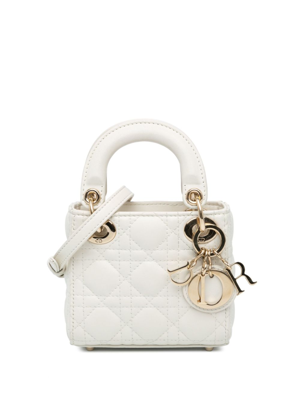 Christian Dior Pre-Owned 2022 Micro Lambskin Cannage Lady Dior satchel - White von Christian Dior Pre-Owned