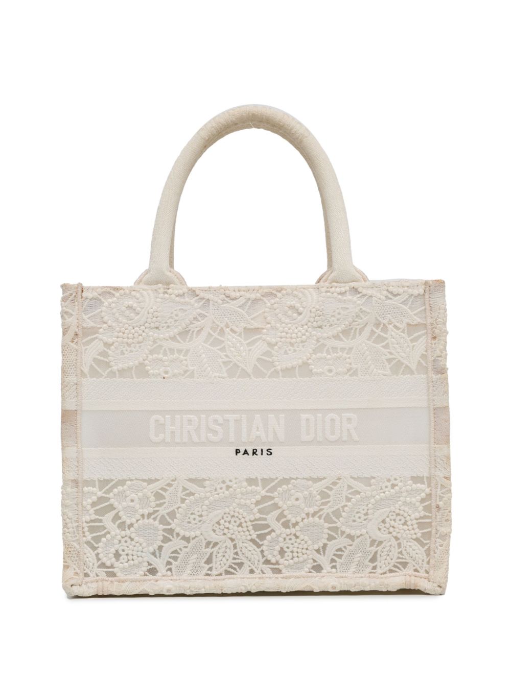 Christian Dior Pre-Owned 2022 Small D-Lace Embroidery Book tote bag - White von Christian Dior Pre-Owned