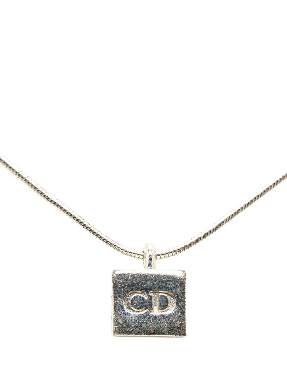 Christian Dior Pre-Owned 20th Century CD Cube Logo Pendant costume necklace - Silver von Christian Dior Pre-Owned