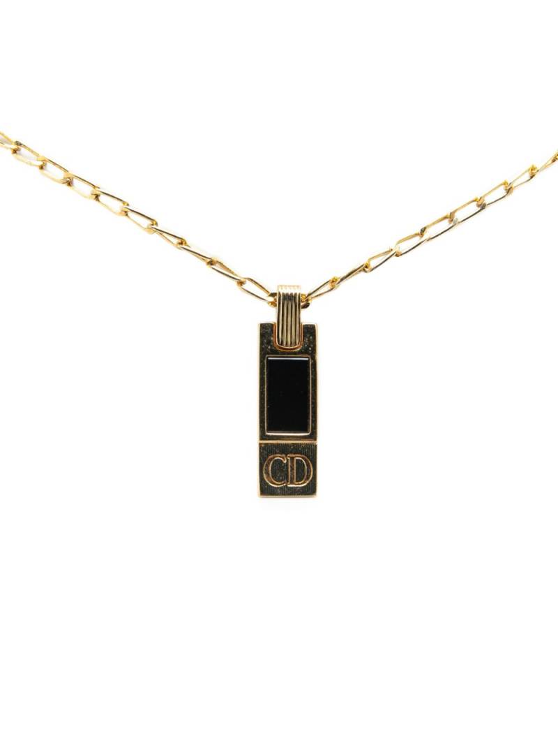 Christian Dior Pre-Owned 20th Century Gold Plated CD Logo Plate Pendant costume necklace von Christian Dior Pre-Owned