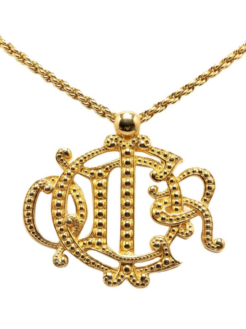 Christian Dior Pre-Owned 20th Century Gold Plated Logo Pendant costume necklace von Christian Dior Pre-Owned