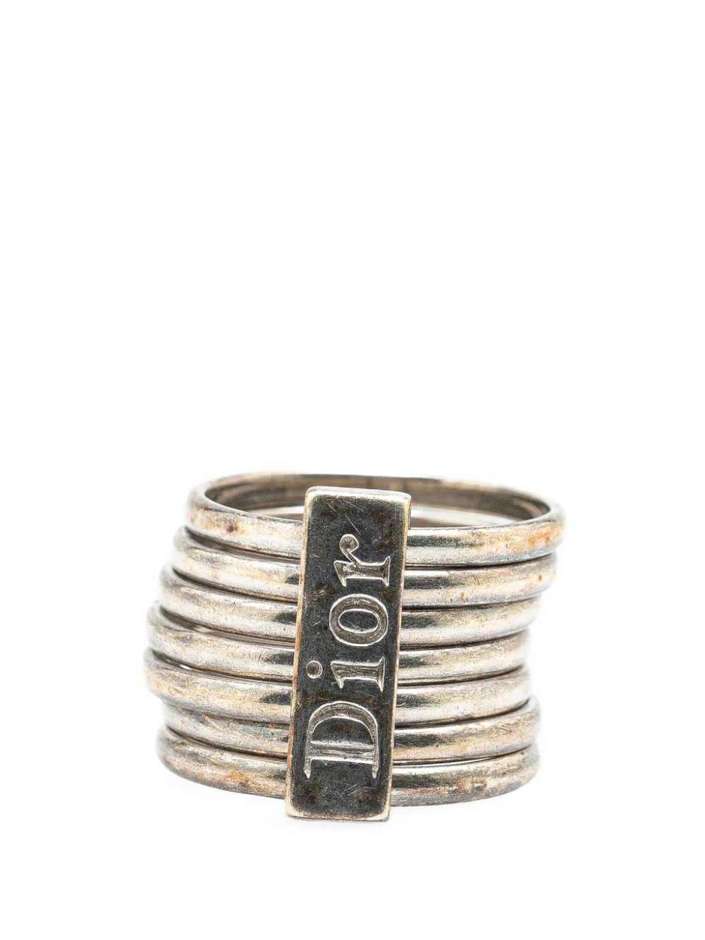 Christian Dior Pre-Owned 20th Century Sterling Silver Logo 7 Band costume ring von Christian Dior Pre-Owned