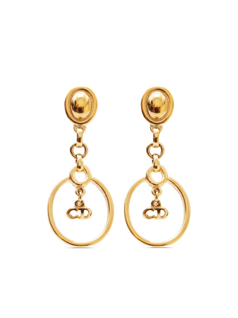 Christian Dior Pre-Owned CD dangle clip-on earrings - Gold von Christian Dior Pre-Owned