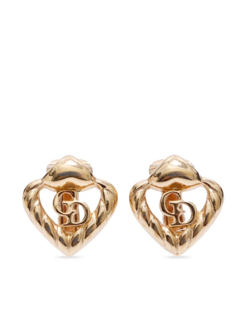 Christian Dior Pre-Owned CD heart clip-on earrings - Gold von Christian Dior Pre-Owned