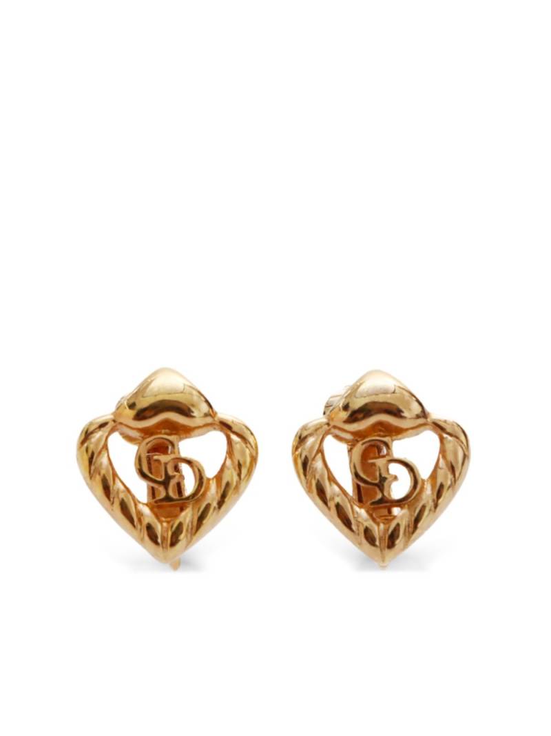 Christian Dior Pre-Owned CD heart clip-on earrings - Gold von Christian Dior Pre-Owned