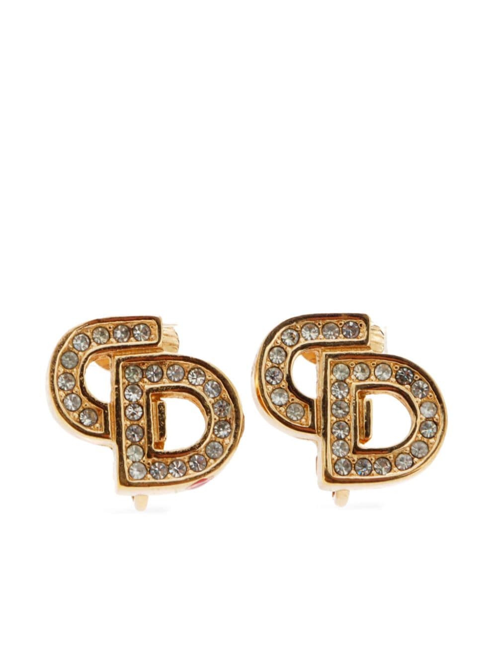 Christian Dior Pre-Owned CD rhinestone-embellished earrings - Gold von Christian Dior Pre-Owned