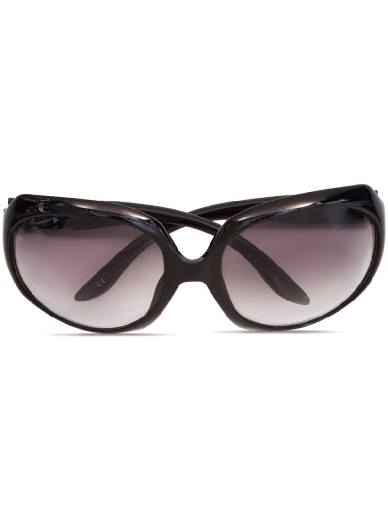 Christian Dior Pre-Owned Glossy oversize-frame sunglasses - Black von Christian Dior Pre-Owned