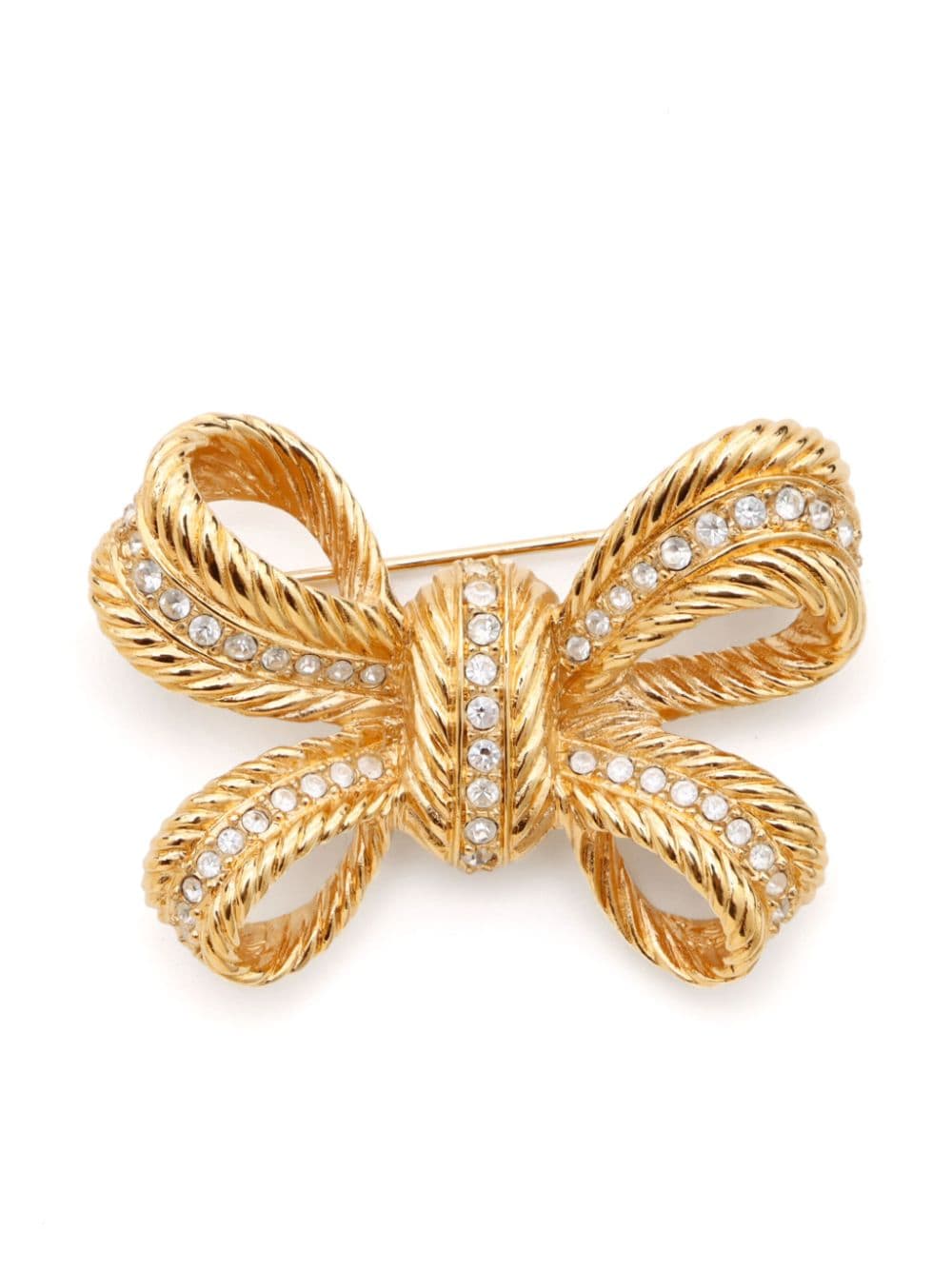 Christian Dior Pre-Owned bow rhinestone-embellished brooch - Gold von Christian Dior Pre-Owned