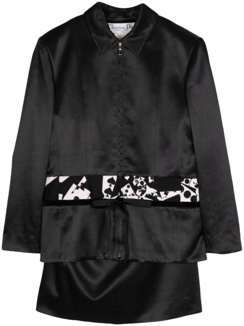 Christian Dior Pre-Owned card-print satin skirt suit - Black von Christian Dior Pre-Owned