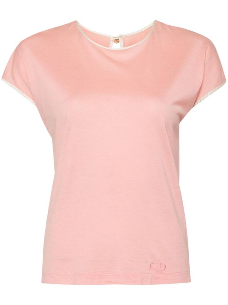 Christian Dior Pre-Owned contrasting-trim cotton T-shirt - Pink von Christian Dior Pre-Owned