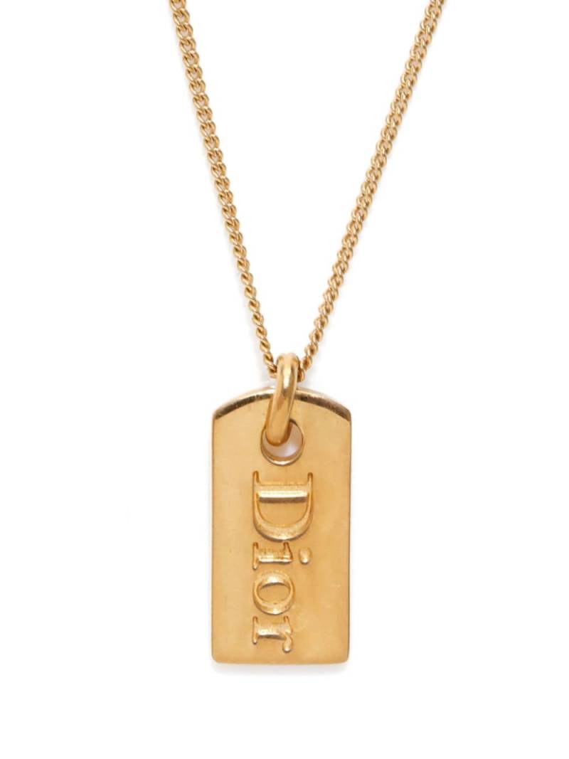 Christian Dior Pre-Owned gold plated logo plate necklace von Christian Dior Pre-Owned