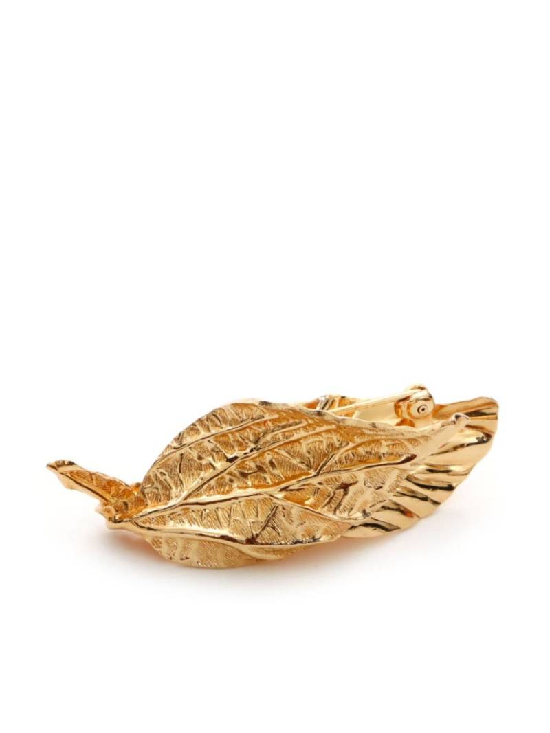 Christian Dior Pre-Owned leaf textured brooch - Gold von Christian Dior Pre-Owned