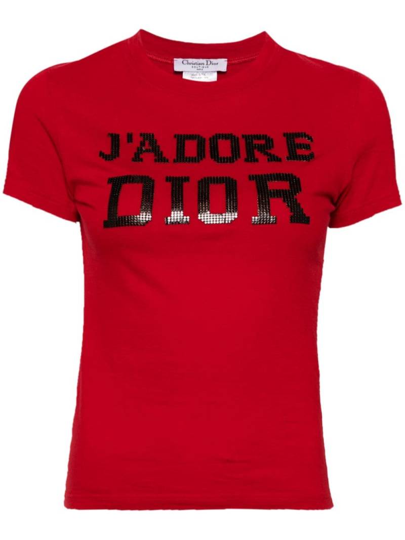 Christian Dior Pre-Owned logo-embellished T-shirt - Red von Christian Dior Pre-Owned