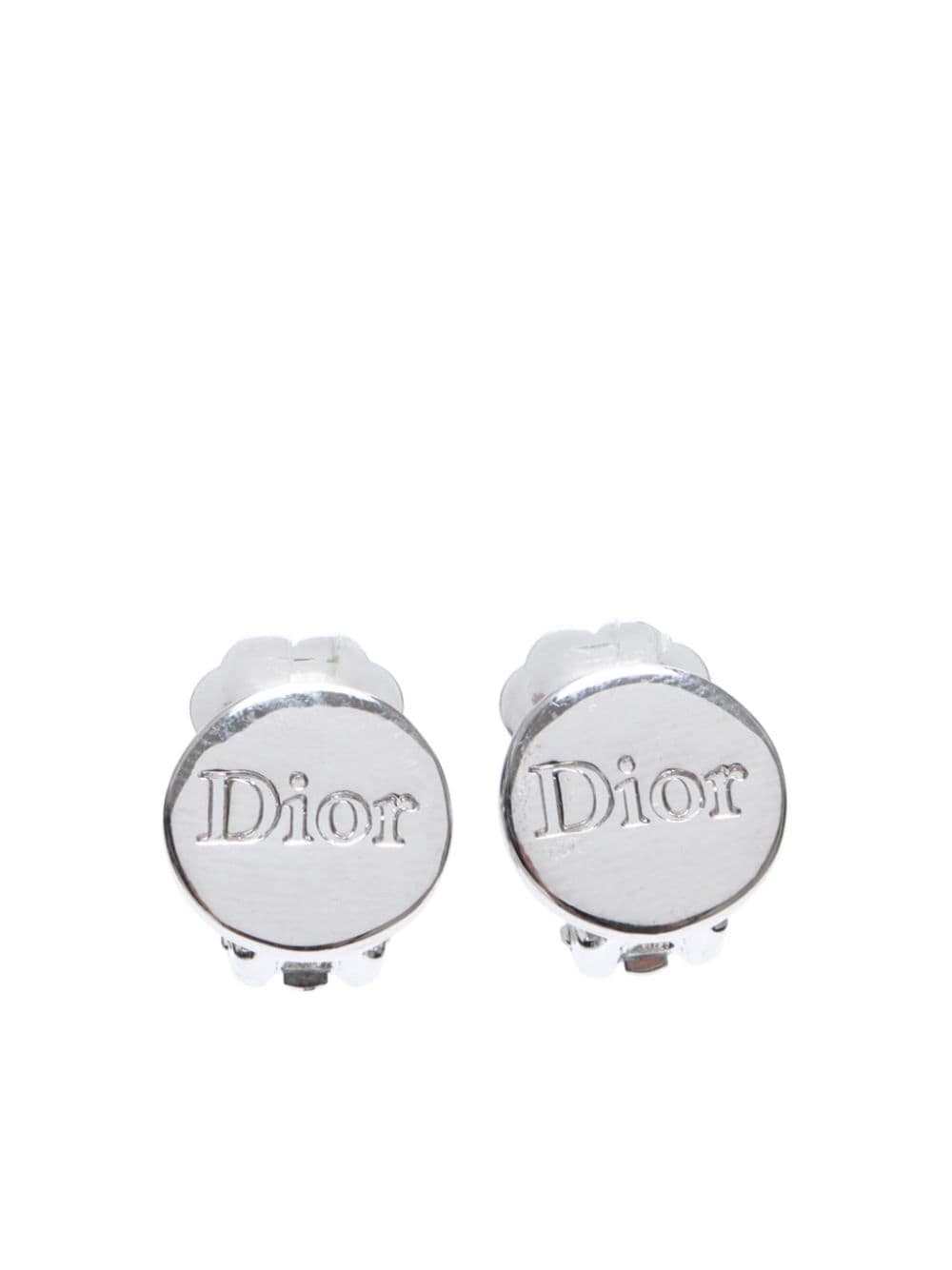 Christian Dior Pre-Owned logo-engraved earrings - Silver von Christian Dior Pre-Owned