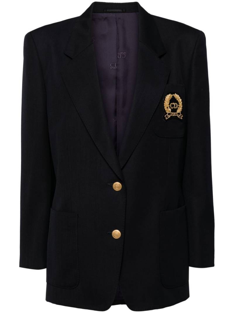 Christian Dior Pre-Owned logo-patch single-breasted blazer - Black von Christian Dior Pre-Owned