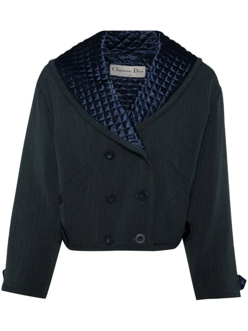 Christian Dior Pre-Owned quilted wool cropped jacket - Blue von Christian Dior Pre-Owned