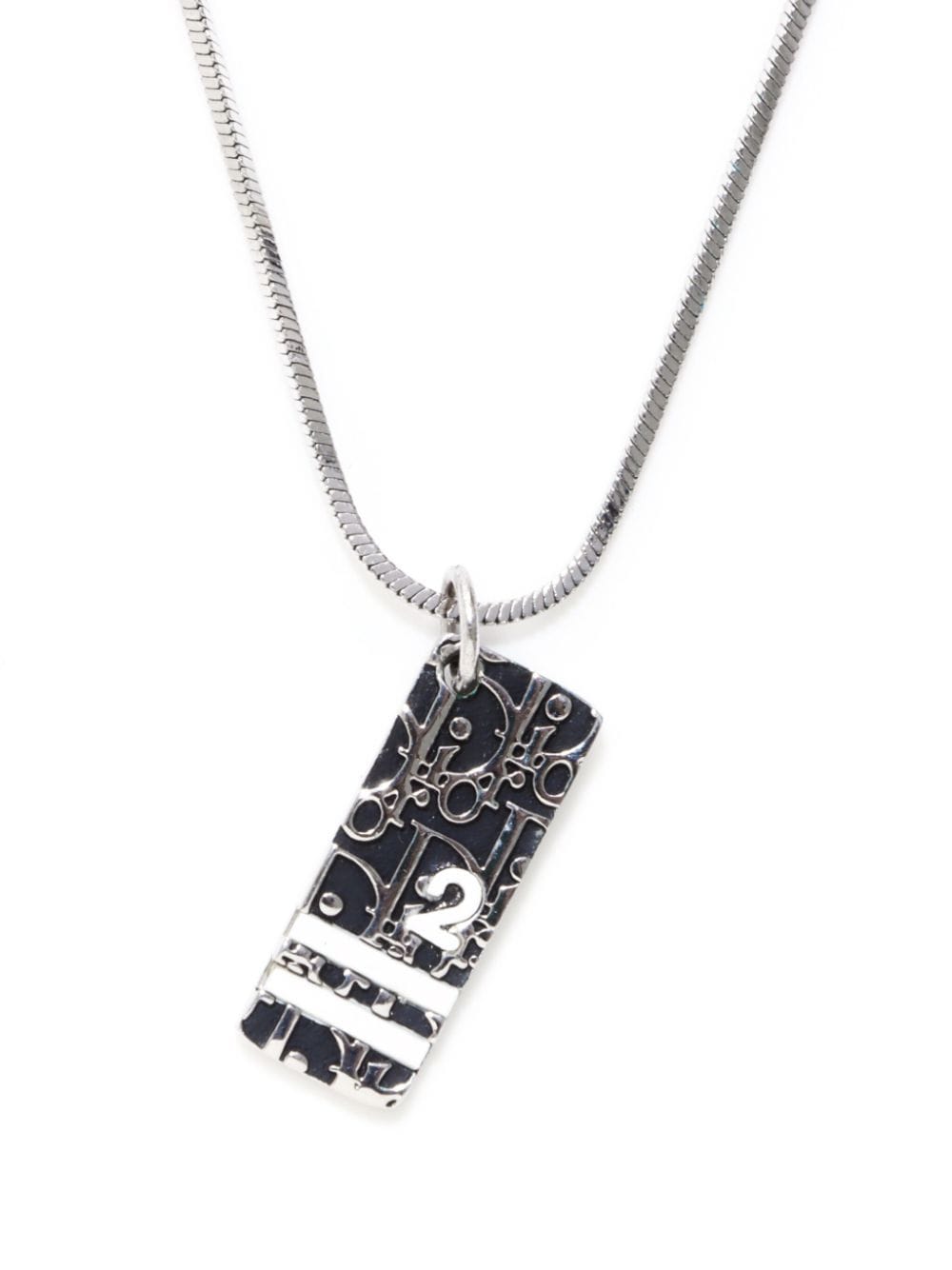 Christian Dior Pre-Owned silver plated Trotter plate necklace von Christian Dior Pre-Owned