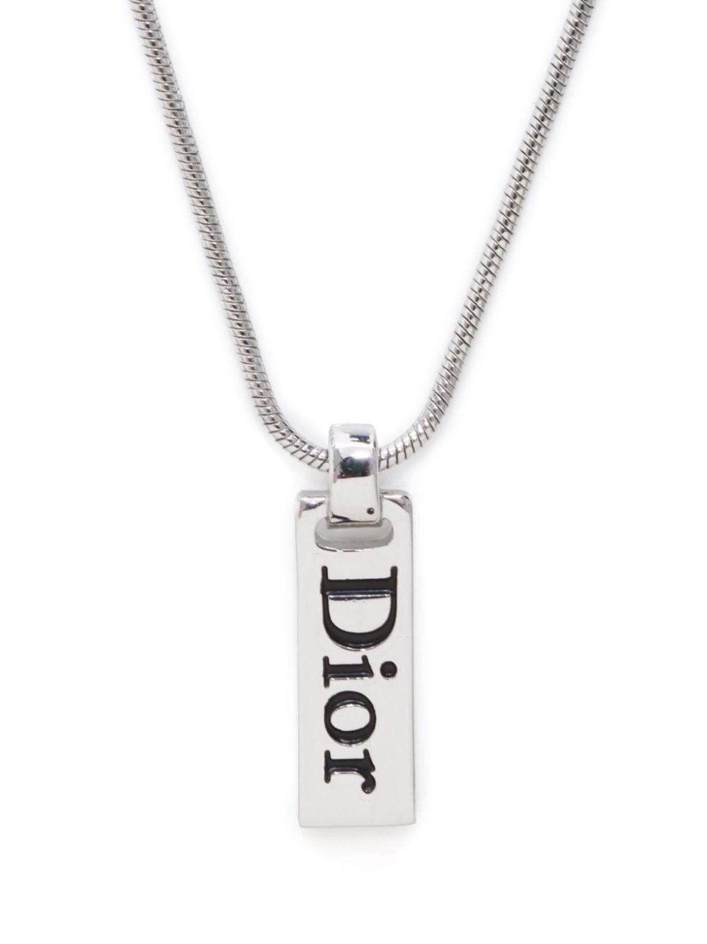 Christian Dior Pre-Owned silver plated logo plate necklace von Christian Dior Pre-Owned