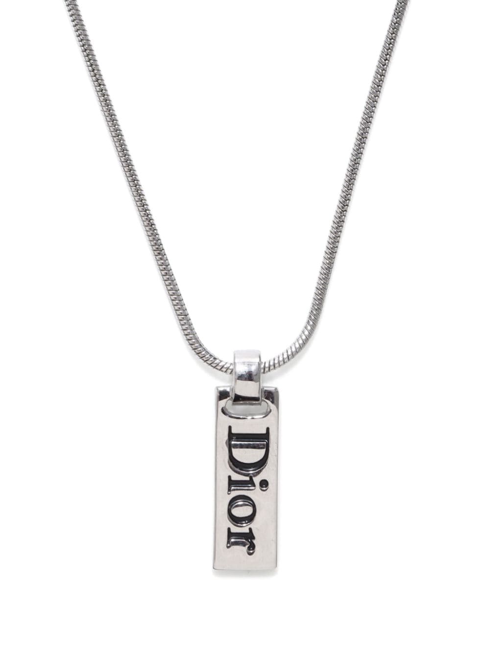 Christian Dior Pre-Owned silver plated logo plate necklace von Christian Dior Pre-Owned