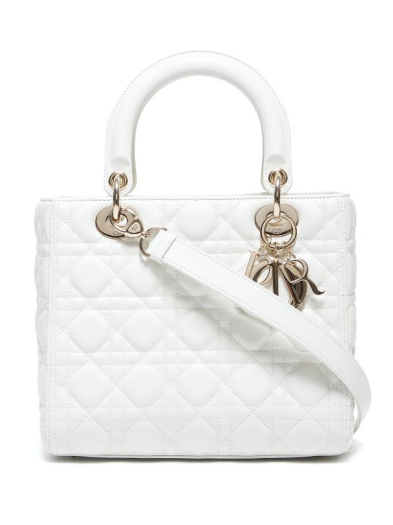 Christian Dior Pre-Owned small Cannage Lady Dior two-way handbag - White von Christian Dior Pre-Owned