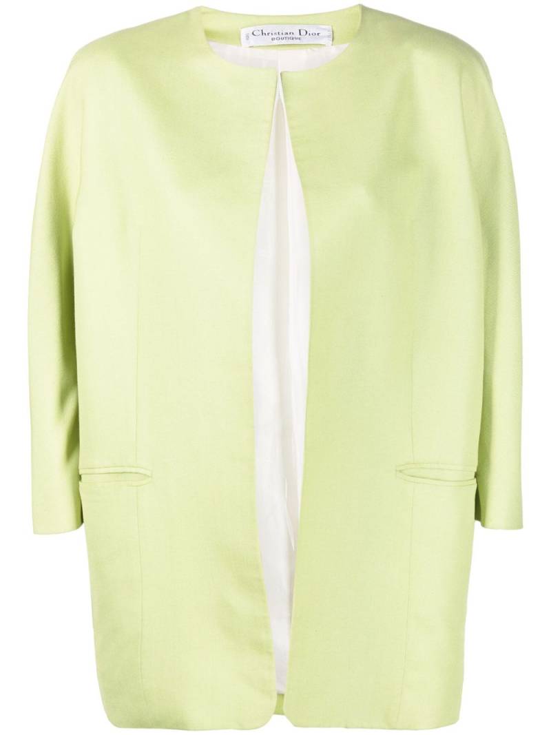 Christian Dior Pre-Owned 1980s collarless open-front silk jacket - Green von Christian Dior Pre-Owned