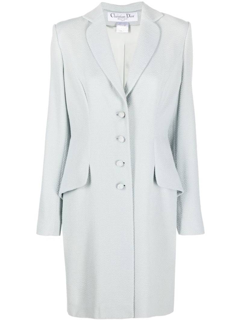 Christian Dior Pre-Owned 1990s textured single-breasted coat - Blue von Christian Dior Pre-Owned