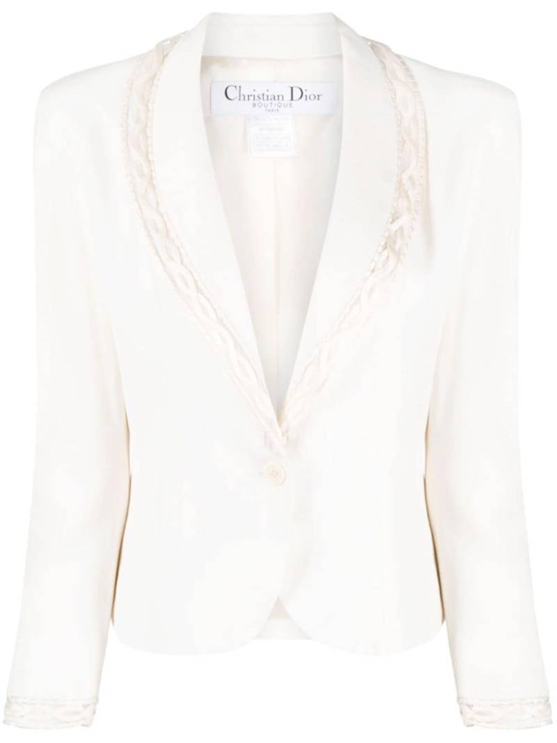 Christian Dior Pre-Owned 1990s trimmed detail shawl lapels blazer - Neutrals von Christian Dior Pre-Owned