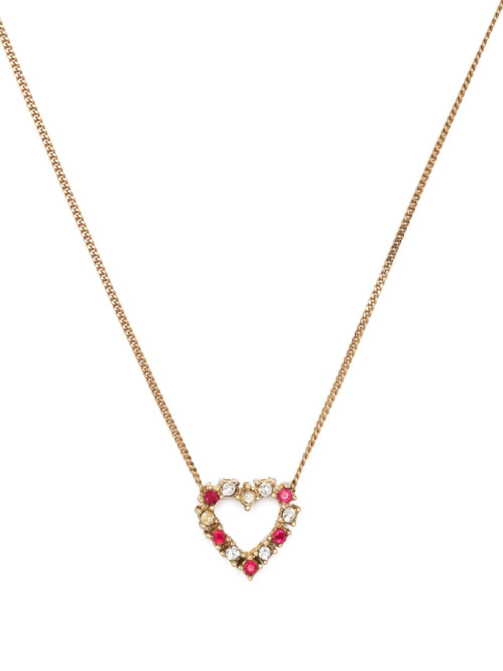 Christian Dior Pre-Owned 1990s rhinestone-embellished heart-charm necklace - Gold von Christian Dior Pre-Owned