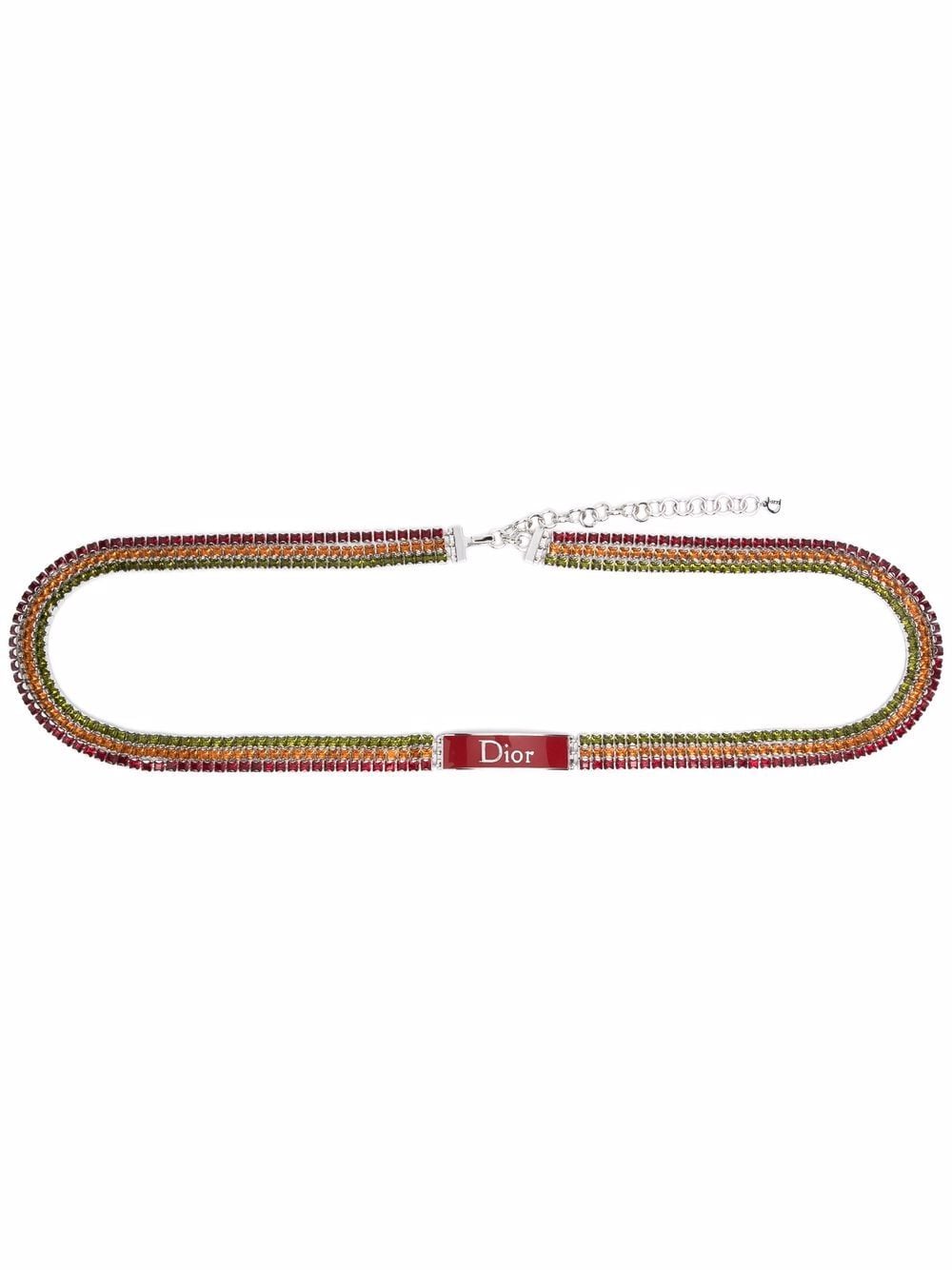 Christian Dior Pre-Owned 2000s rhinestone-embellished chain-link belt - Red von Christian Dior Pre-Owned