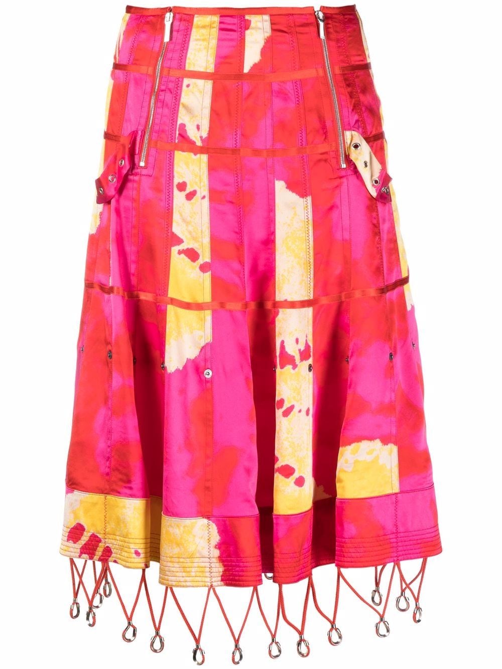 Christian Dior Pre-Owned 2003 abstract-print flared silk skirt - Pink von Christian Dior Pre-Owned