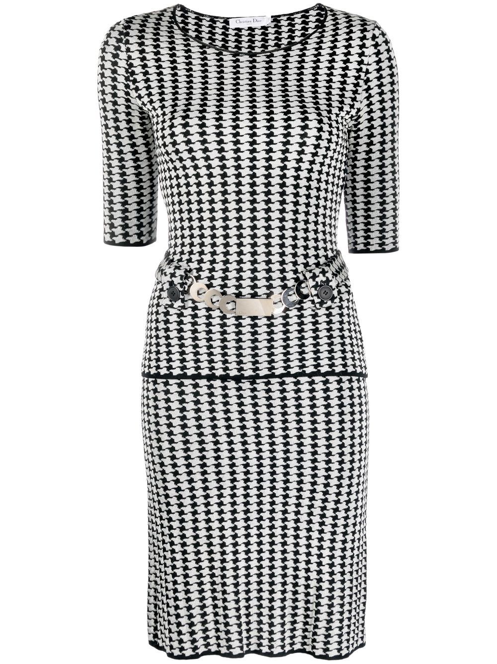 Christian Dior Pre-Owned 2010 houndstooth-pattern top and skirt set - Black von Christian Dior Pre-Owned