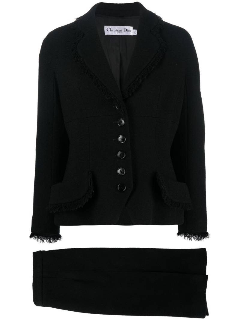 Christian Dior Pre-Owned 2010s frayed edge wool skirt suit - Black von Christian Dior Pre-Owned