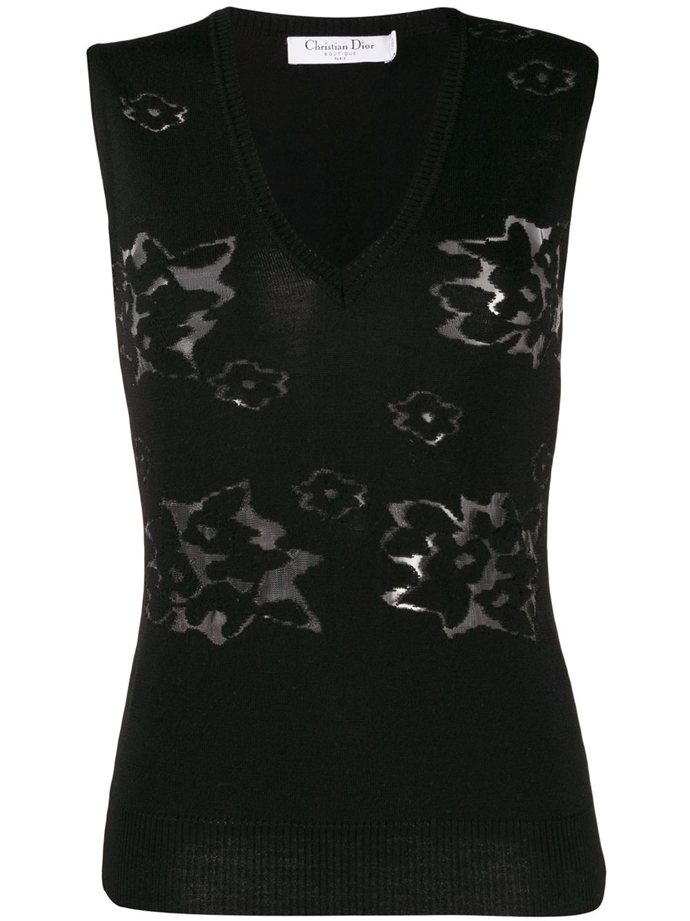 Christian Dior Pre-Owned 2000s knitted floral vest - Black von Christian Dior Pre-Owned