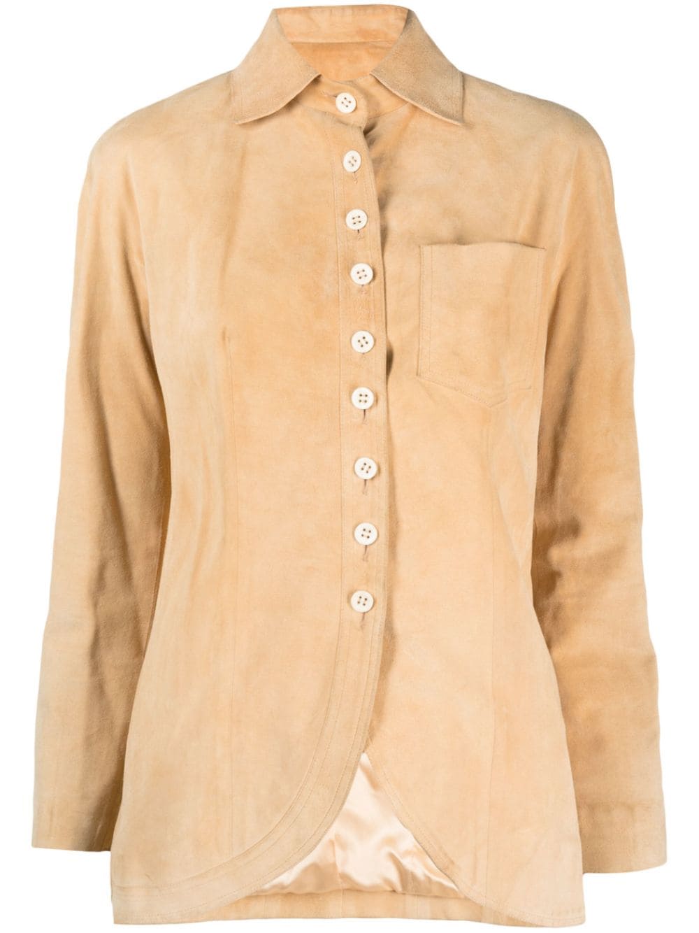 Christian Dior Pre-Owned petal hemline suede shirt - Neutrals von Christian Dior Pre-Owned