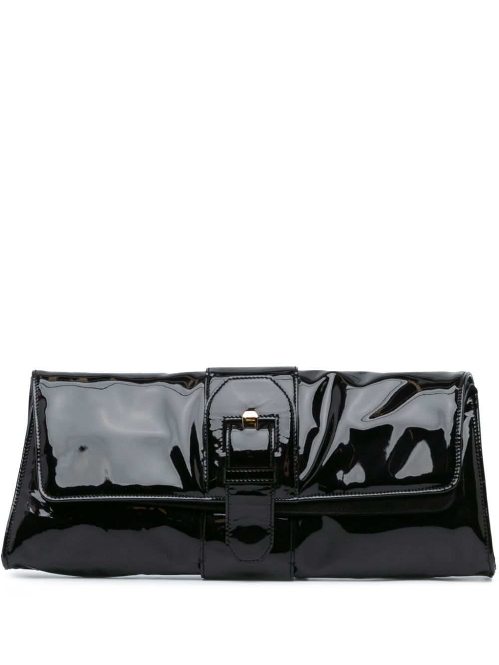 Christian Louboutin Pre-Owned 2010-2020 Patent Leather Flap clutch bag - Black von Christian Louboutin Pre-Owned