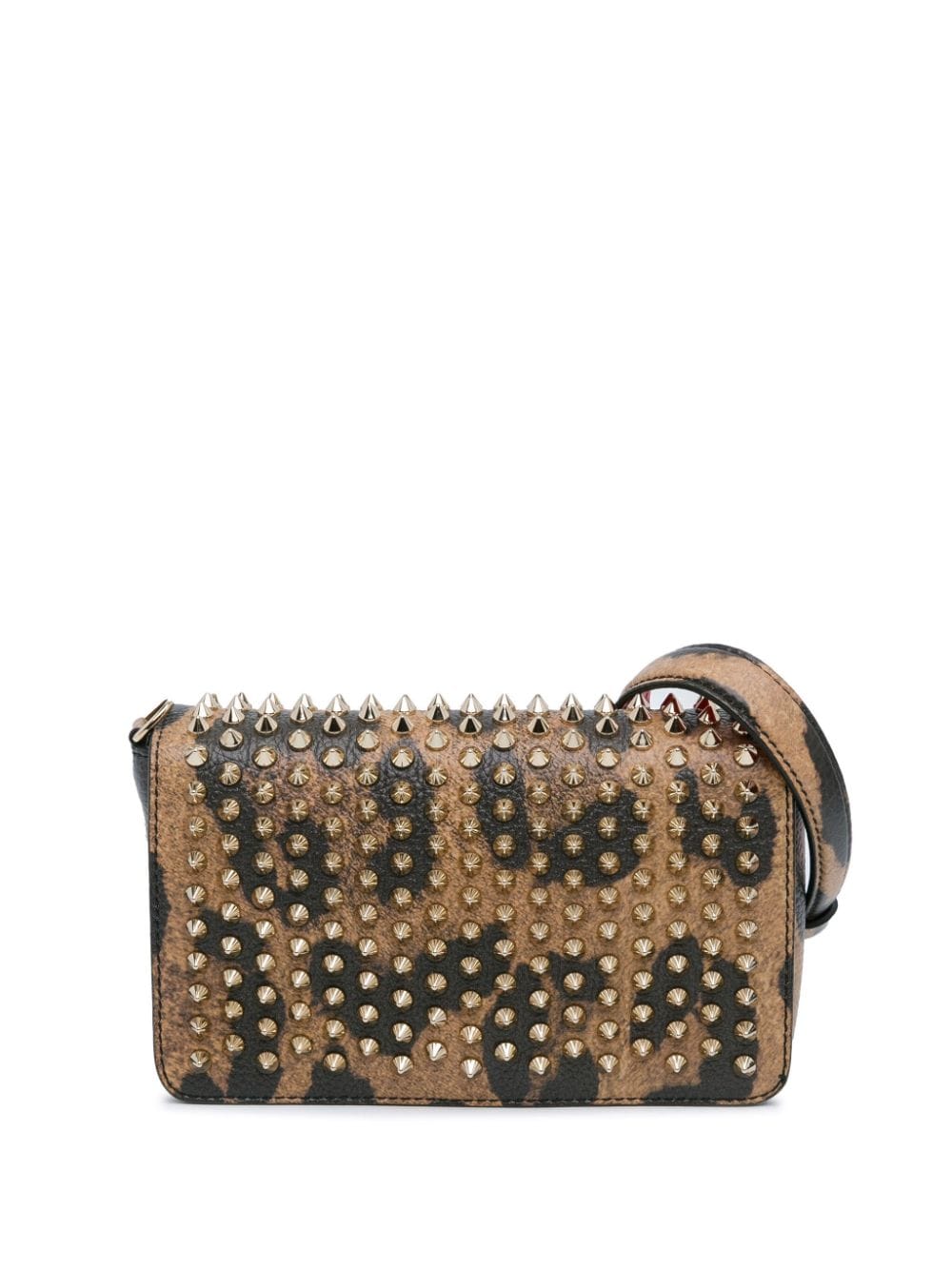 Christian Louboutin Pre-Owned 2010-2024 Leopard Print Calfskin Empire Spiked Zoompouch crossbody bag - Brown von Christian Louboutin Pre-Owned