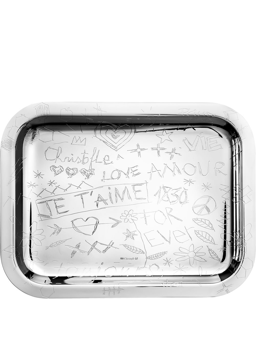 Christofle Graffiti 26cm x 20cm silver-plated rectangular tray von Christofle