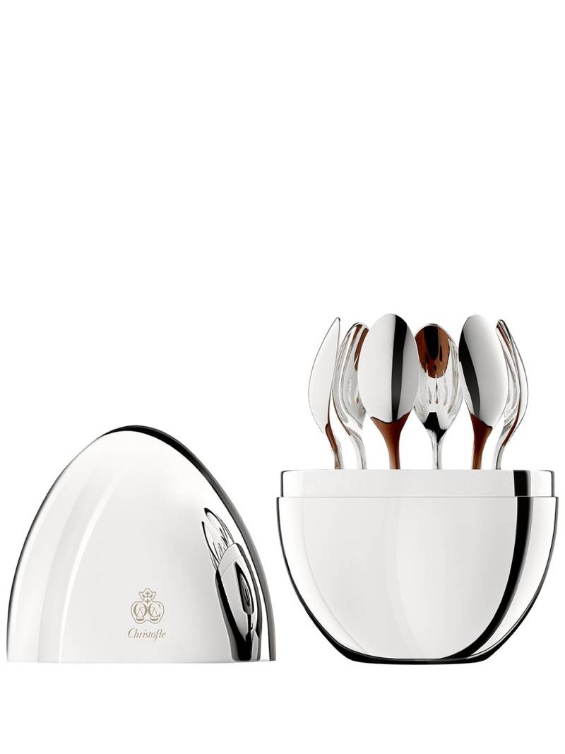 Christofle Mood Coffee 6-piece silver-plated espresso spoons with chest von Christofle