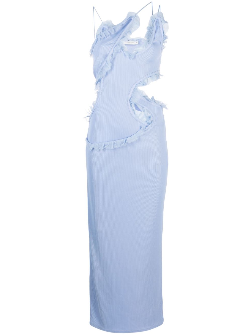 Christopher Esber Carina ruffle-trim ribbed-knit maxi dress - Blue von Christopher Esber