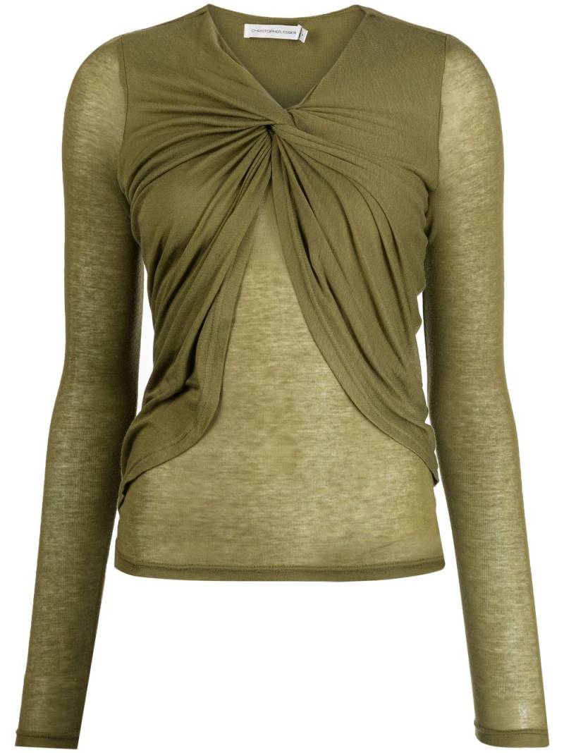 Christopher Esber knot-detail V-neck blouse - Green von Christopher Esber