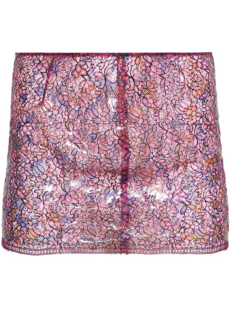 Christopher Esber mini handpainted lace skirt - Pink von Christopher Esber