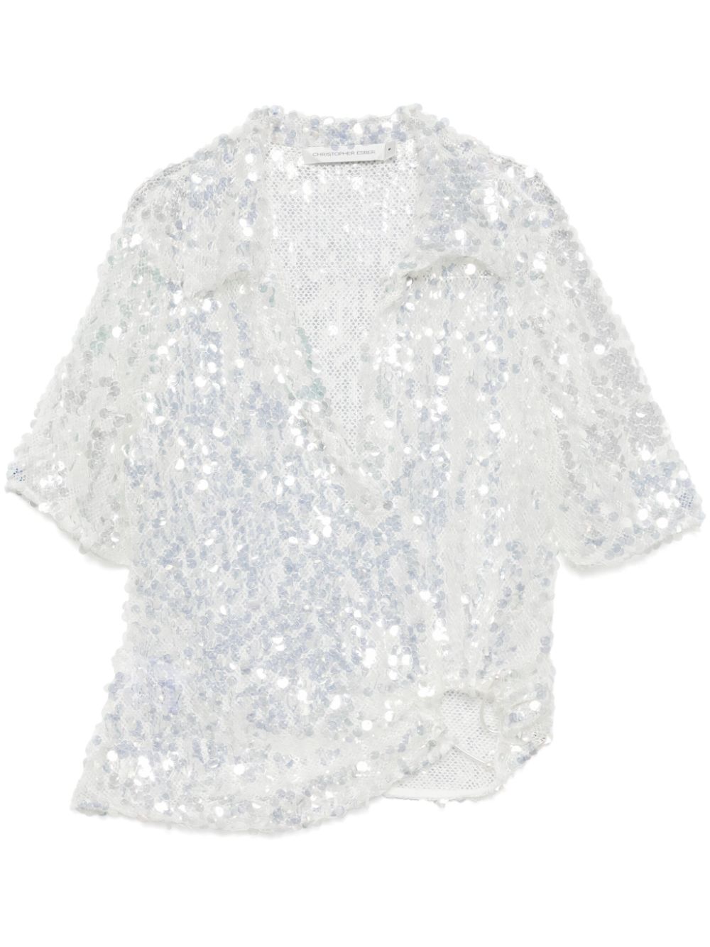 Christopher Esber opaline sequin polo top - Silver von Christopher Esber