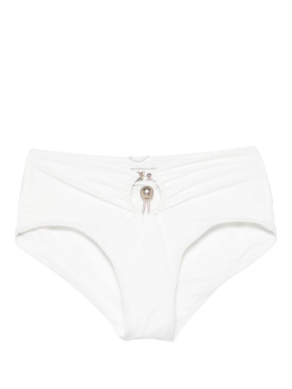 Christopher Esber orbit ruched bikini bottom - White von Christopher Esber