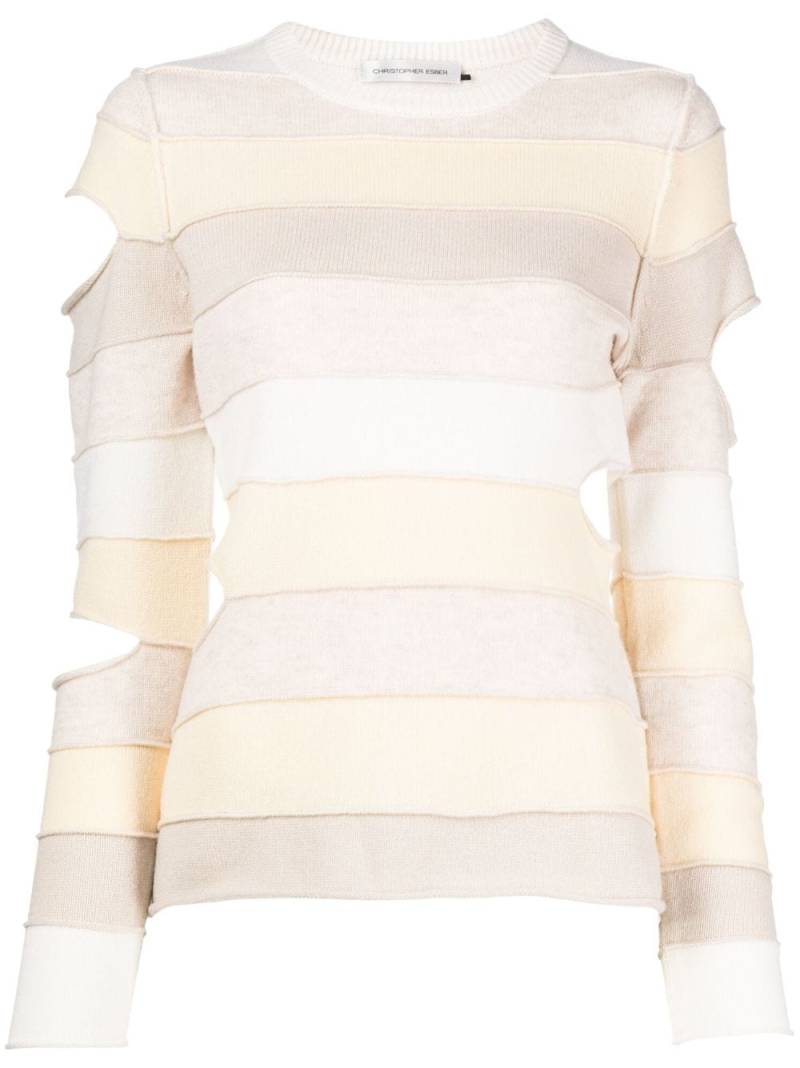 Christopher Esber ripped-detail stripe-print top - Yellow von Christopher Esber