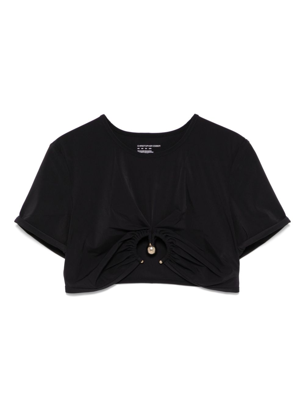 Christopher Esber ruched orbit-detail crop top - Black von Christopher Esber