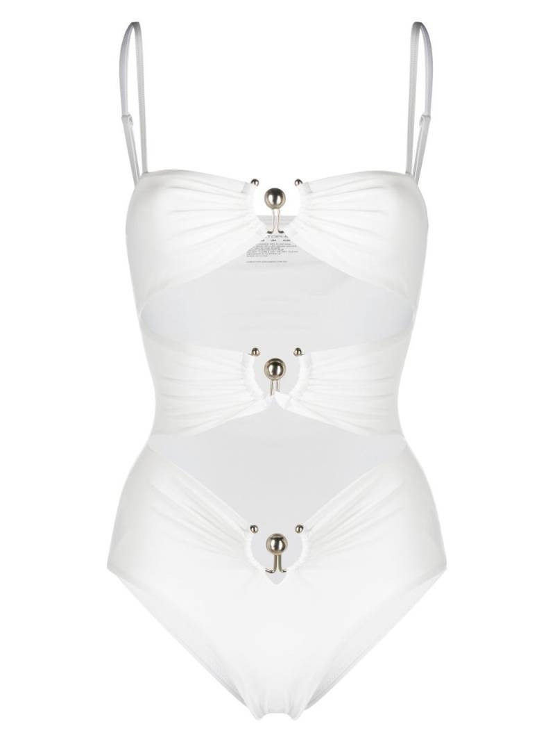 Christopher Esber square neck cut-out swimsuit - White von Christopher Esber