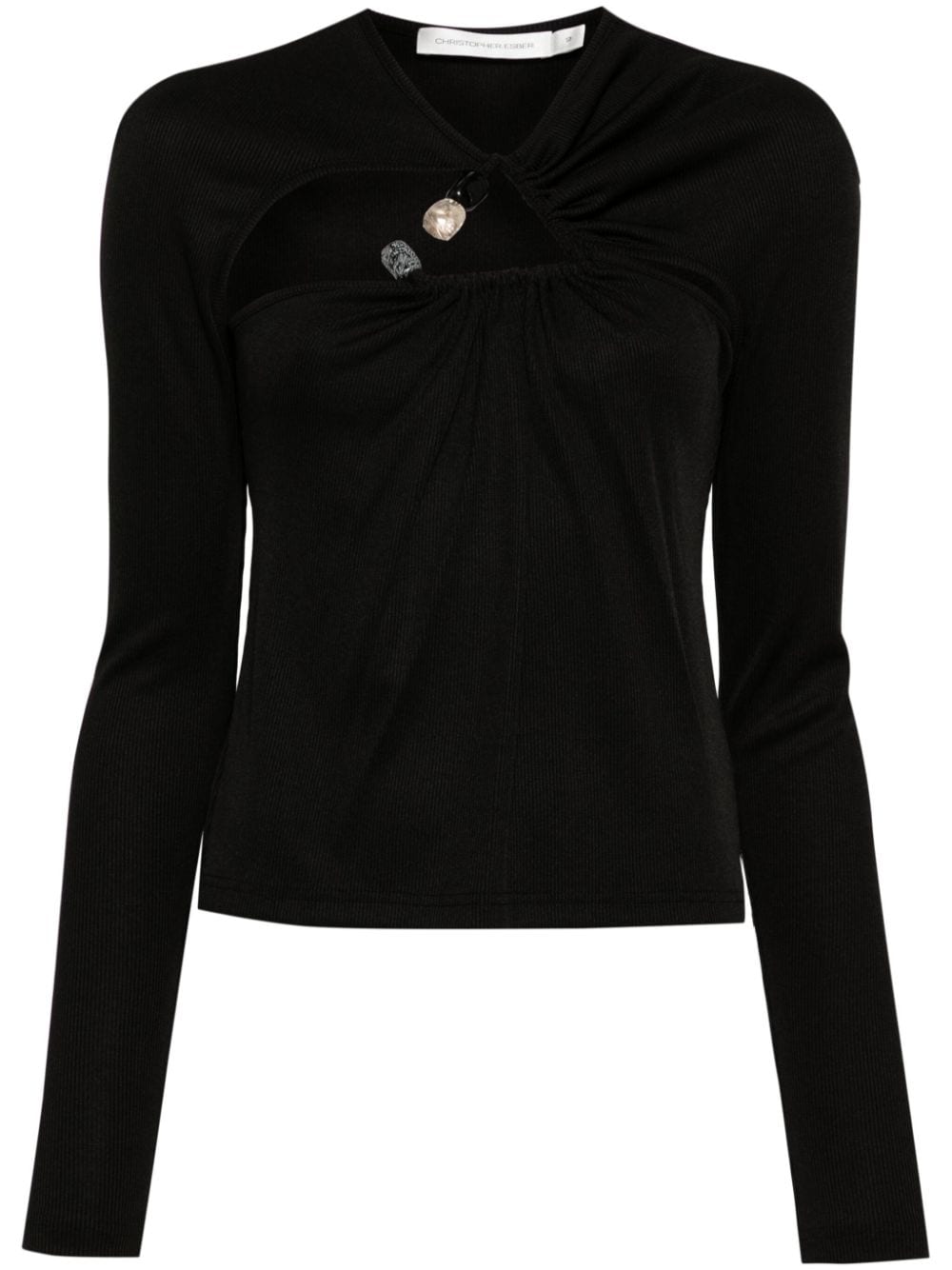 Christopher Esber tri crystal-stone long-sleeve top - Black von Christopher Esber