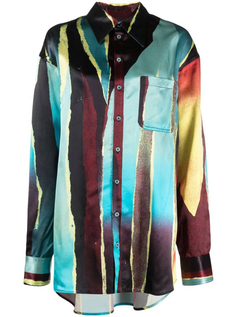 Christopher John Rogers Wheatpaste satin shirt - Blue von Christopher John Rogers