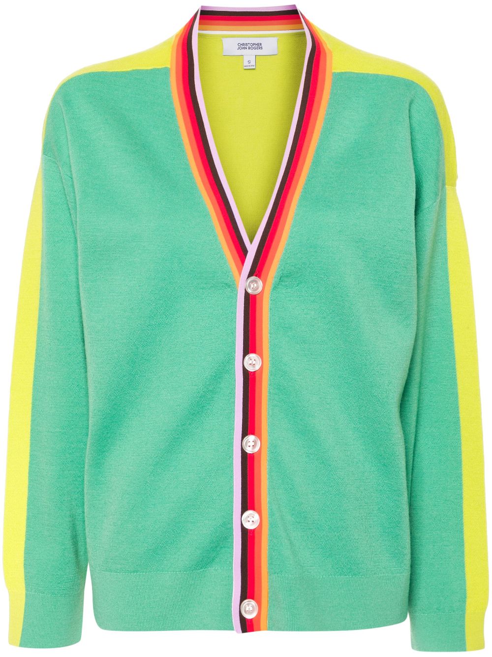 Christopher John Rogers colour-block knitted cardigan - Green von Christopher John Rogers