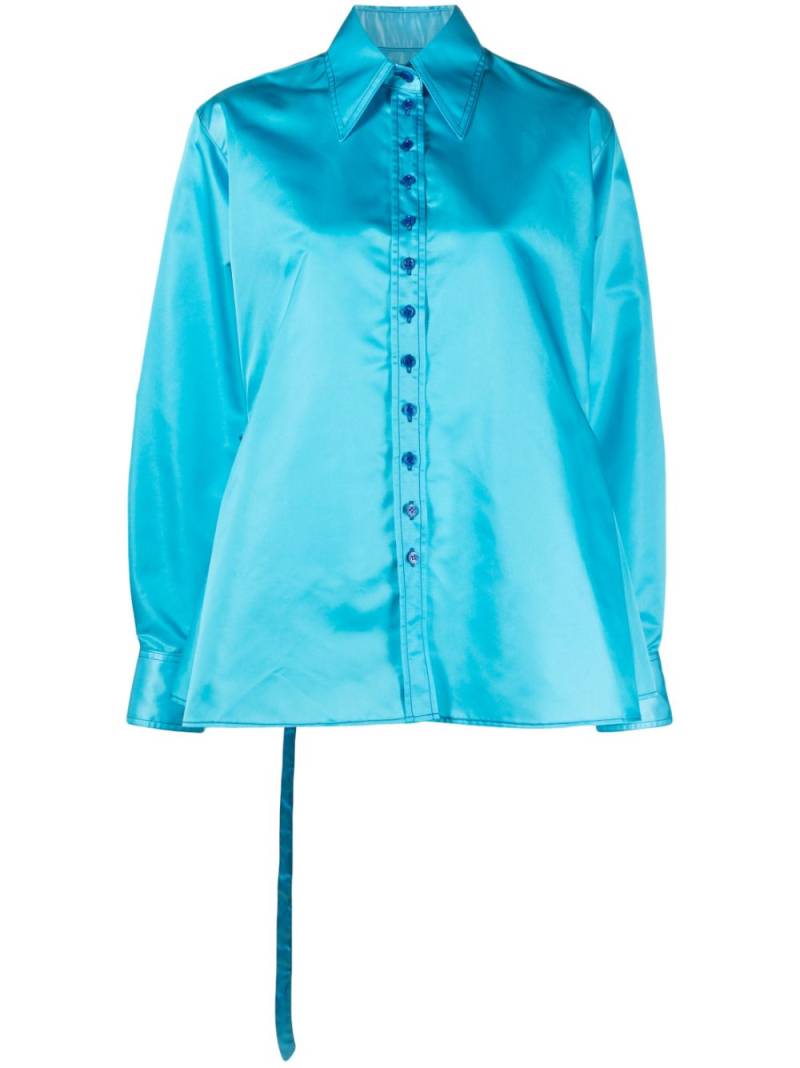 Christopher John Rogers tie-back satin shirt - Blue von Christopher John Rogers